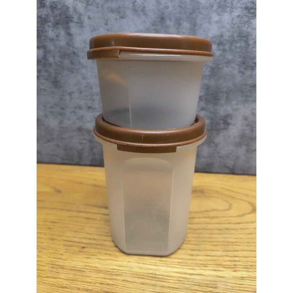 Lot of  3  Brown Lid Tupperware‎ Modular Mates - Storage